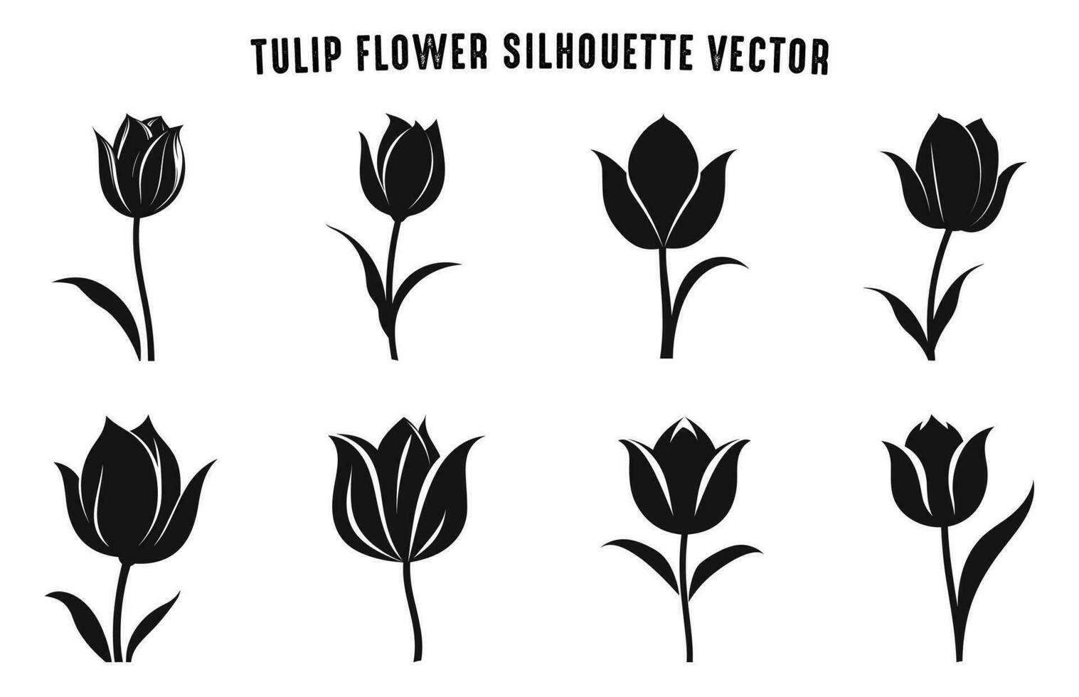 tulipán flor silueta vector colocar, tulipán flores clipart haz