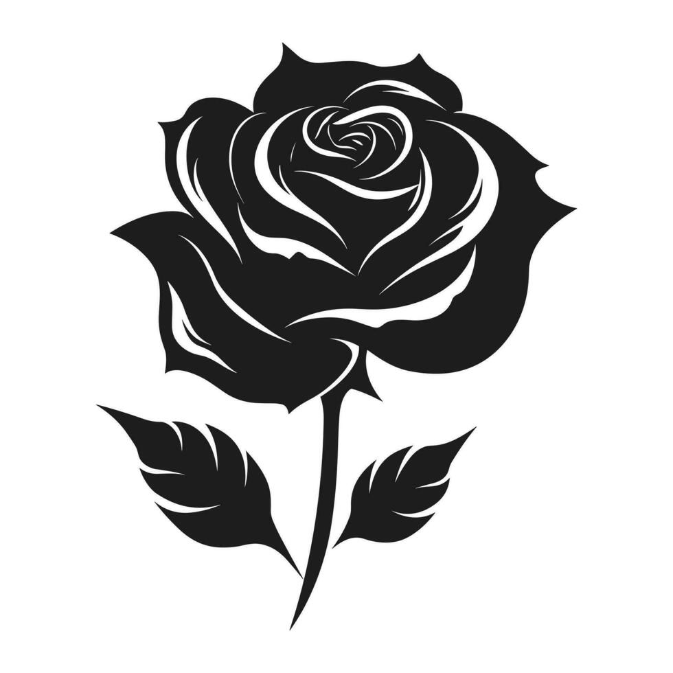 A Rose Flower Vector Silhouette isolated on a white background