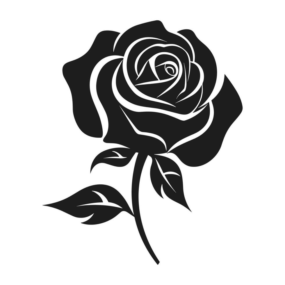 A Rose Flower Vector Silhouette isolated on a white background