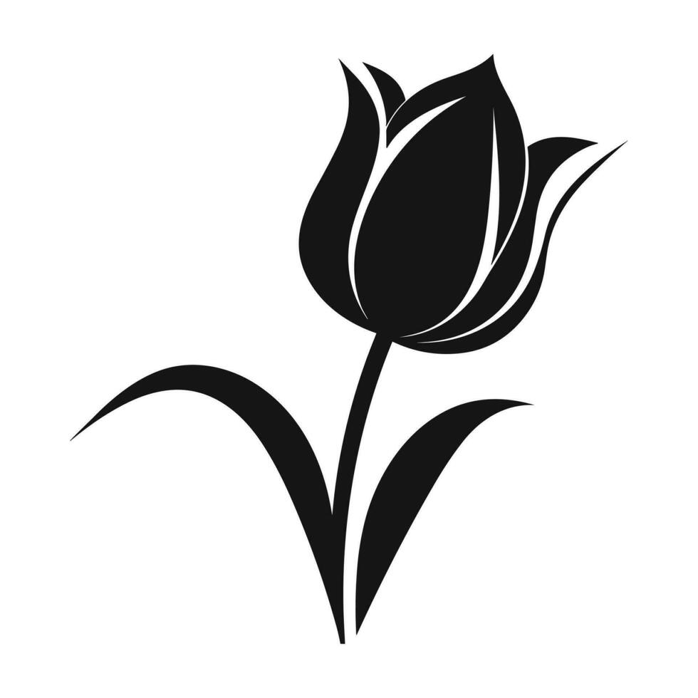 A Tulip Flower Vector Silhouette isolated on a white background