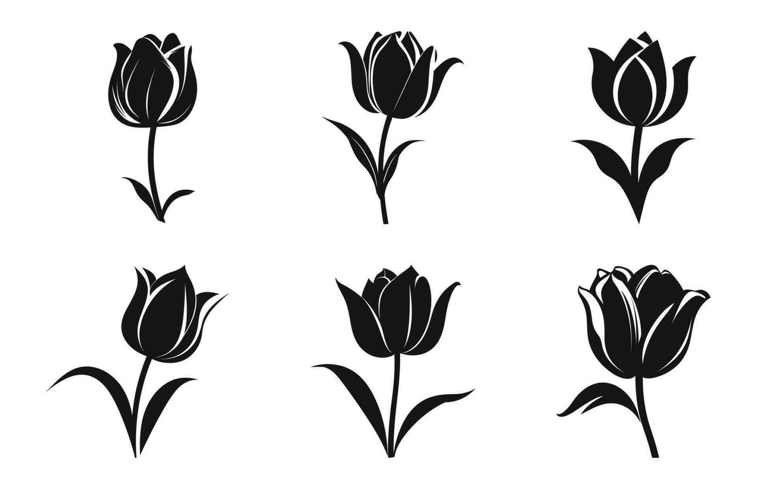 tulipán flor silueta vector colocar, tulipán flores clipart haz