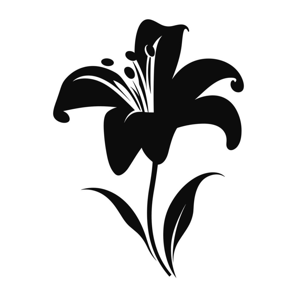 A Lily Flower Vector Silhouette isolated on a white background