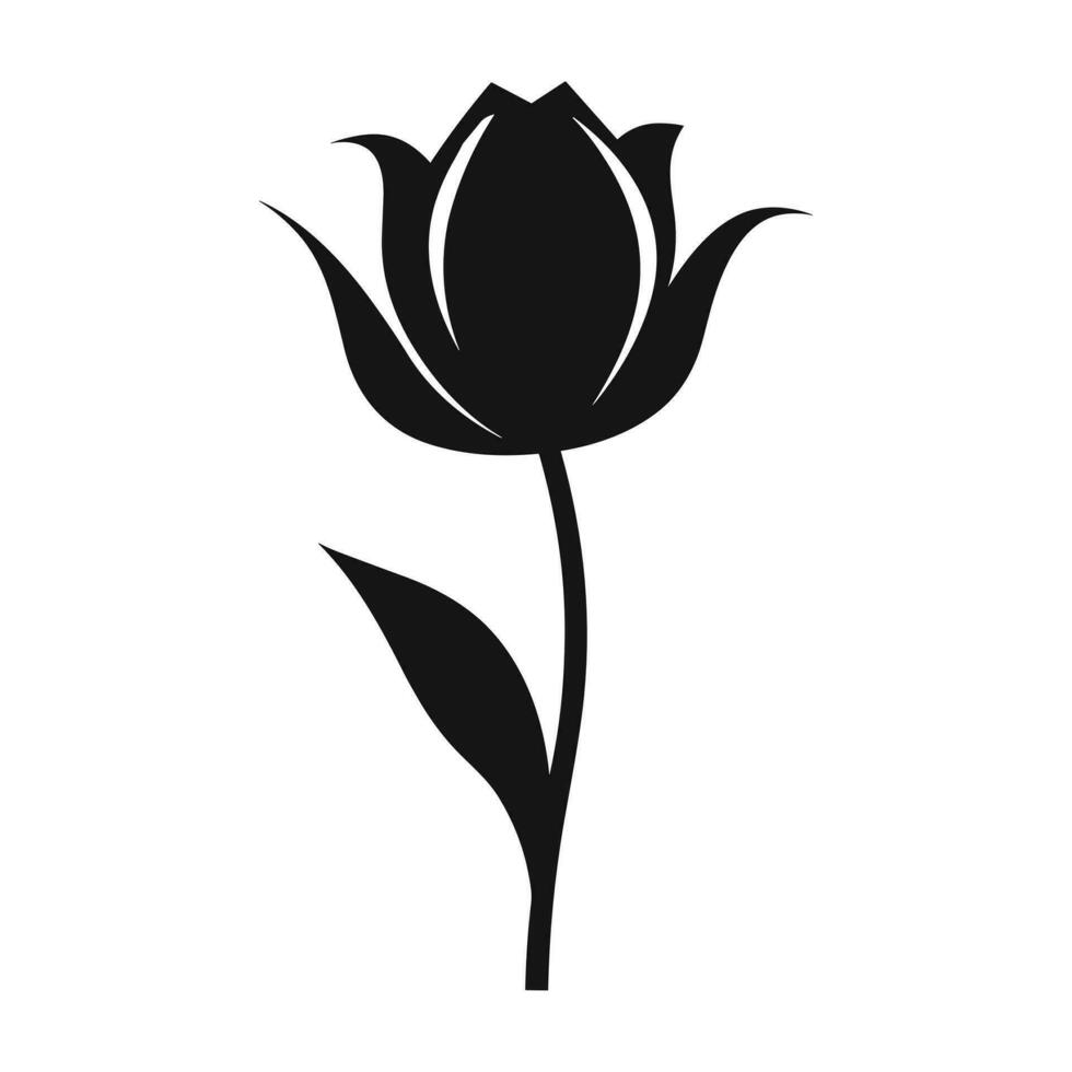 A Tulip Flower Vector Silhouette isolated on a white background