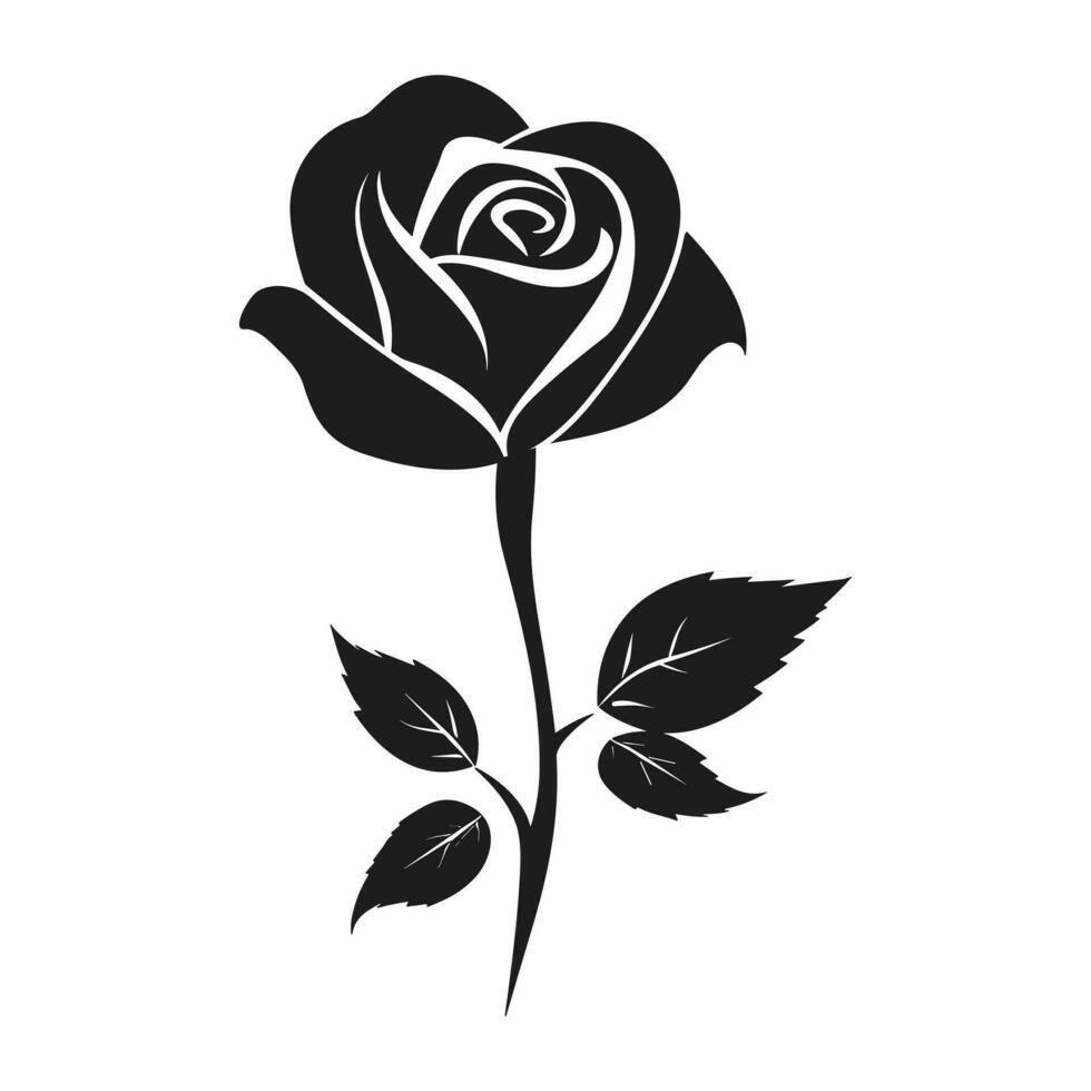 A Rose Flower Vector Silhouette isolated on a white background