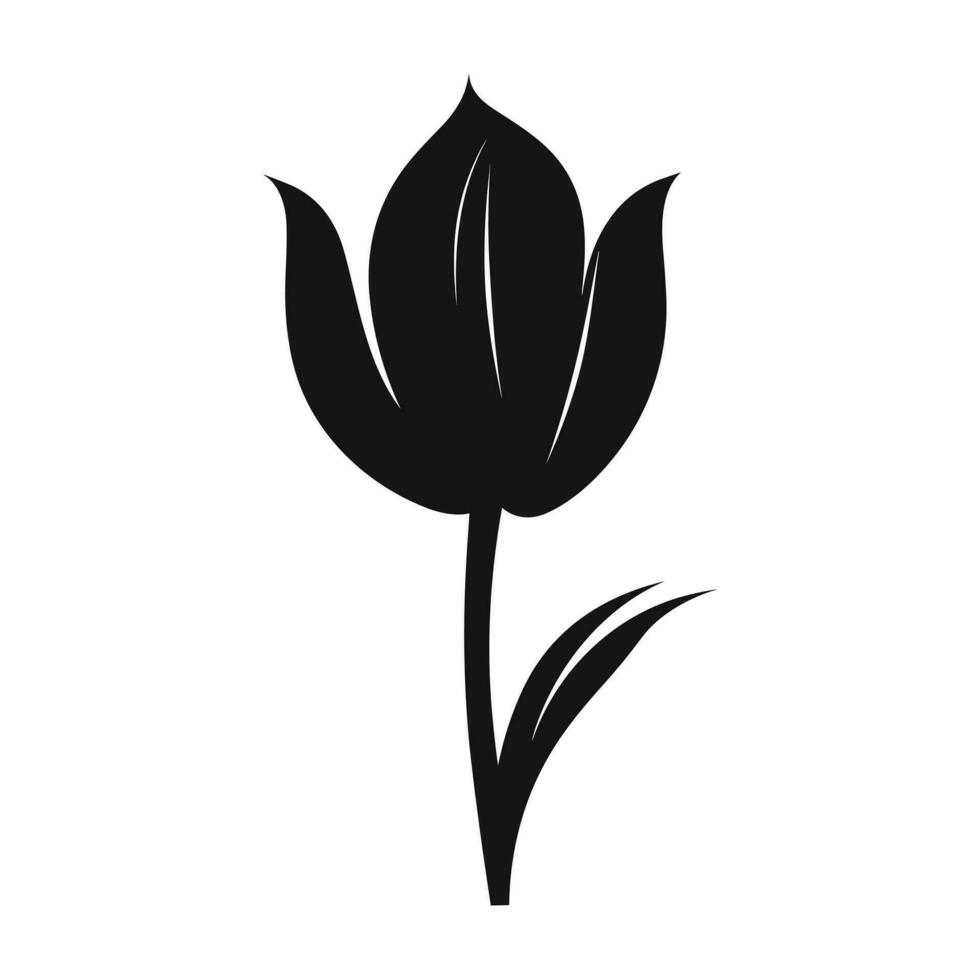 A Tulip Flower Vector Silhouette isolated on a white background