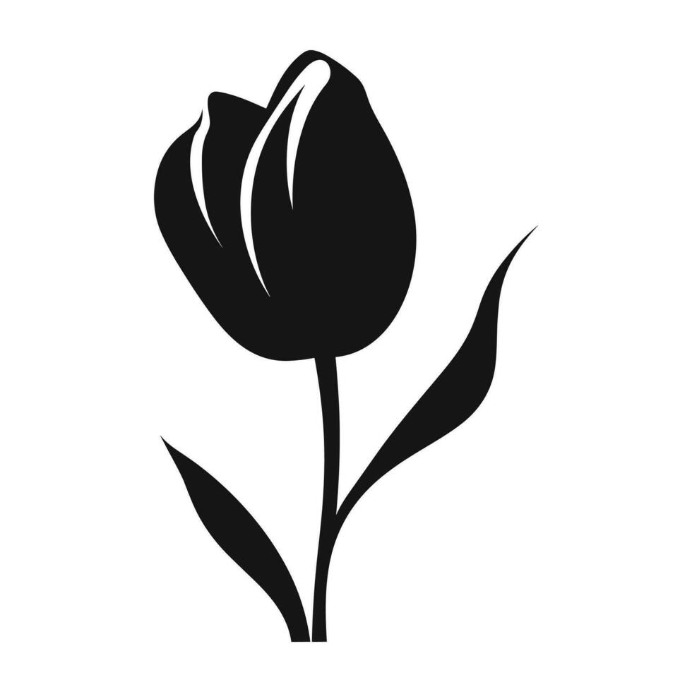 A Tulip Flower Vector Silhouette isolated on a white background