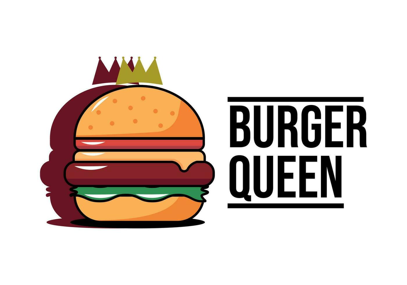 burger queen logo silhouette vintage illustration design vector