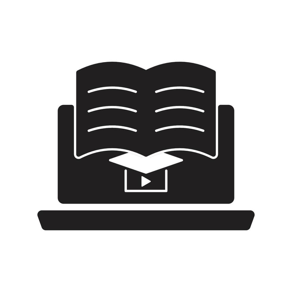 E-learning Black Fill icon set. Online education Elements icon set. Online tuition, e-learning, video courses, Graduation, Education Modern. Black Fill Icon for online Icon, .... vector
