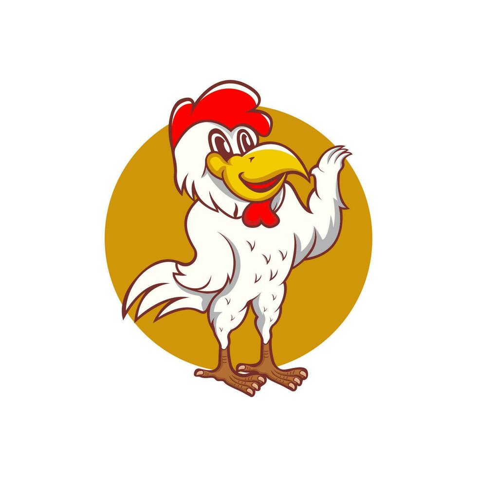 pollo logo dibujos animados personaje. linda dibujos animados dibujos animados logo levantamiento alas. vector logo ilustración.