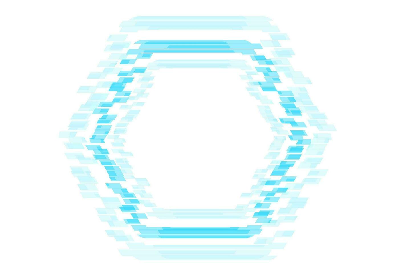 Abstract glitch effect blue grunge hexagon background vector