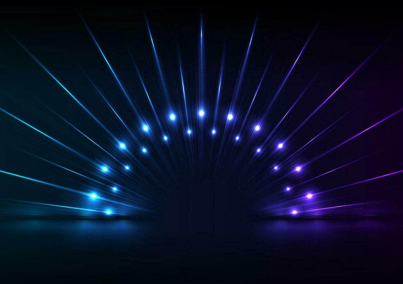 Blue purple neon laser rays abstract technology background vector