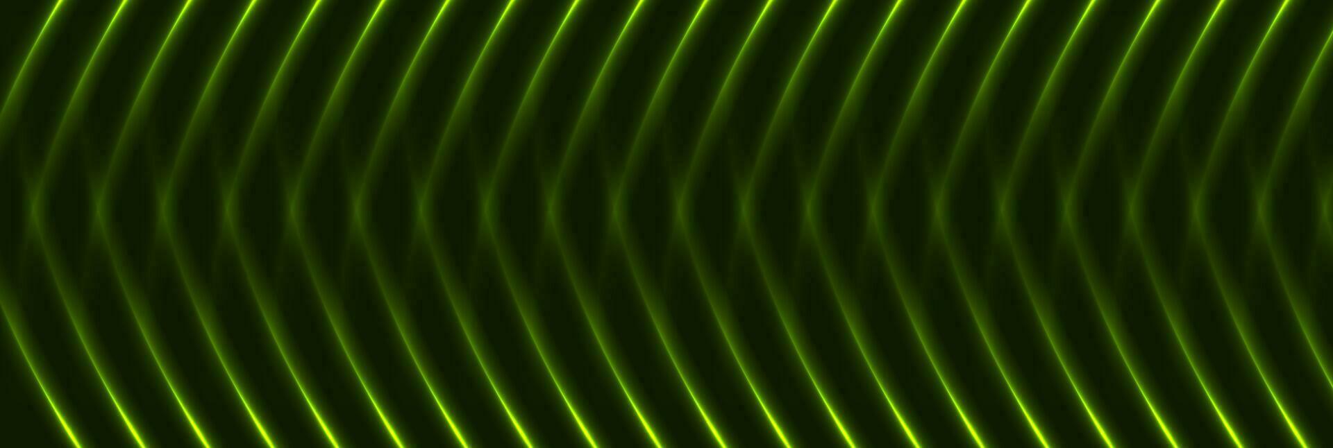 Green neon laser wavy lines abstract background vector