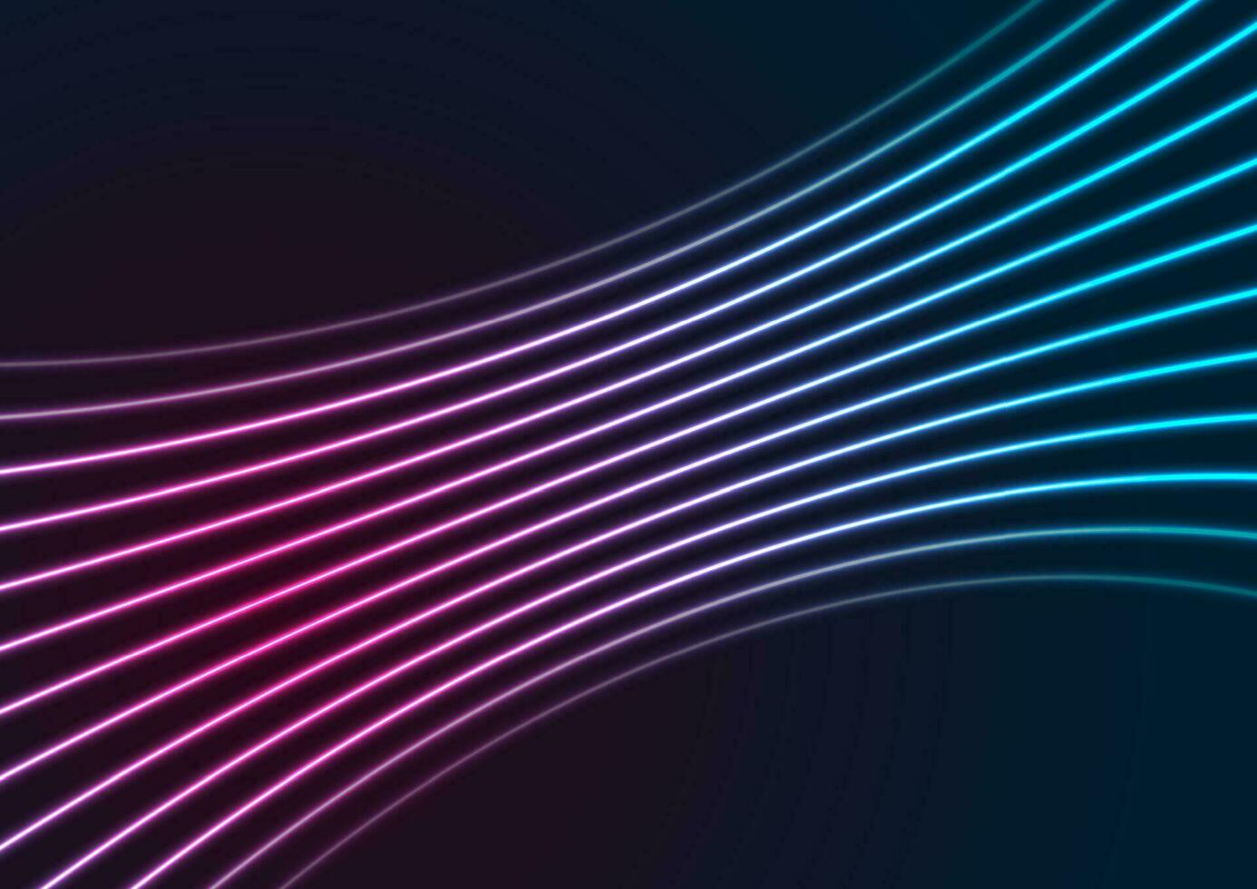 Blue ultraviolet neon curved wavy lines abstract background vector