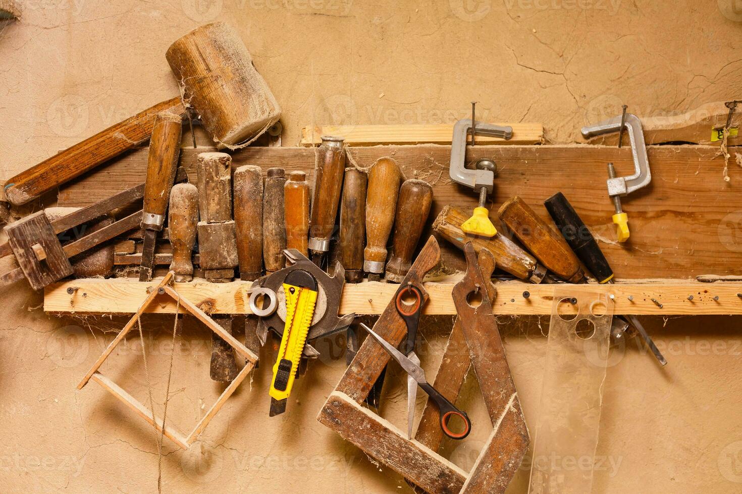 old garage full of tools and stuff photo