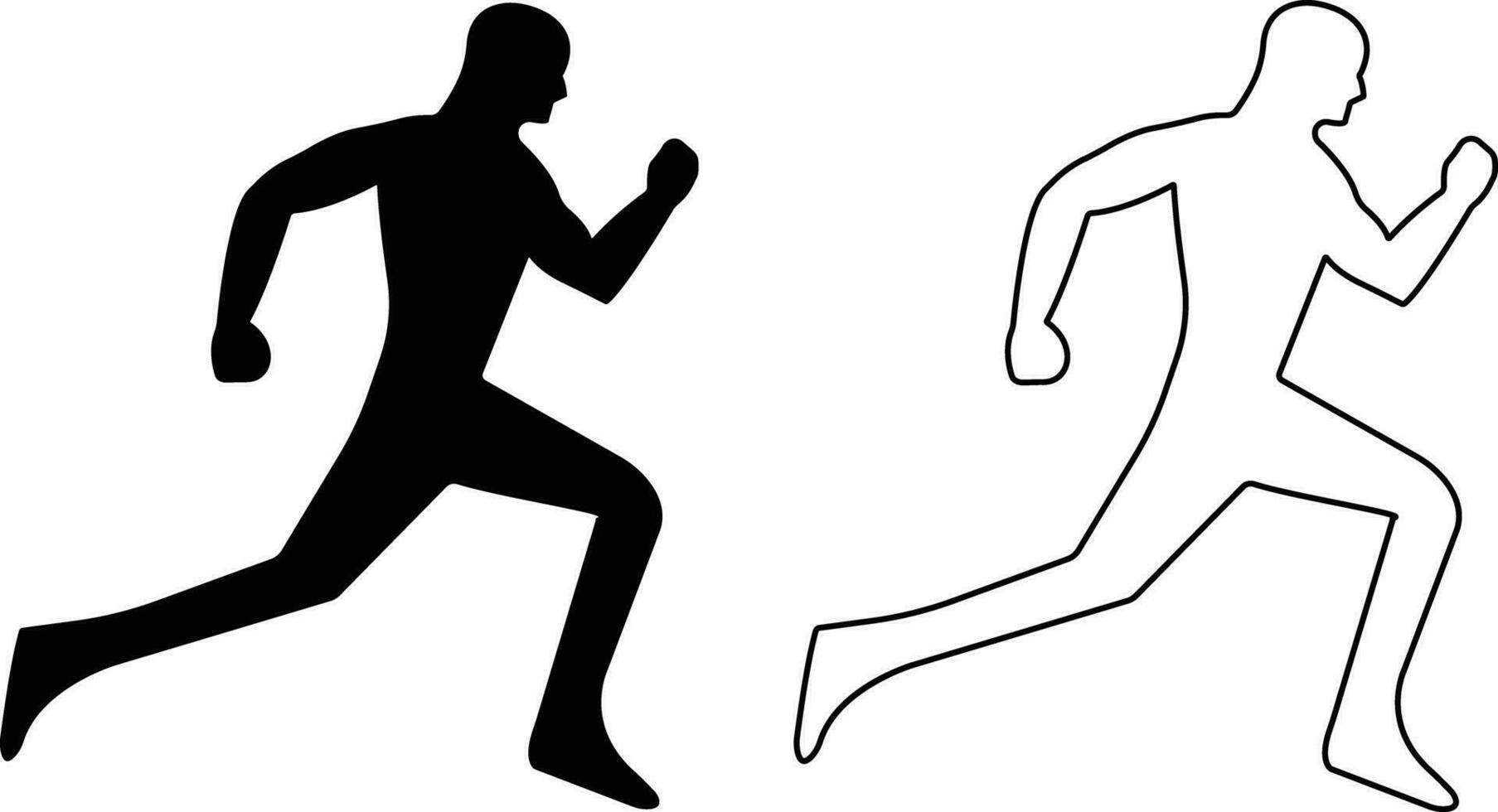 Running sport man icon in flat, line set. isolated on Containing runner, race, finish, boy stick figure running fast and jogging elements. symbol Vector for apps and website