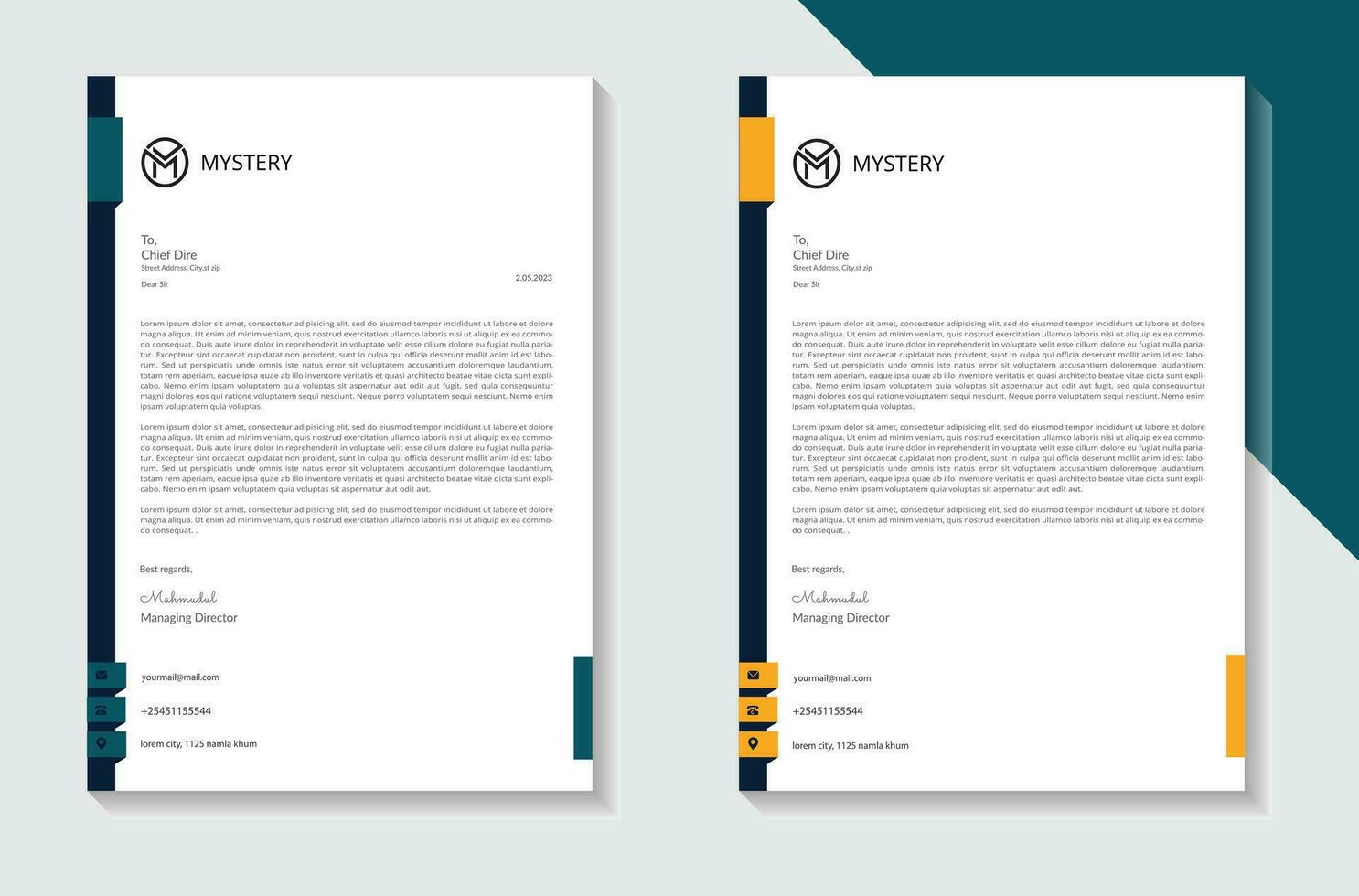 Creative and Clean Letterhead. Corporate modern Letterhead design. vector