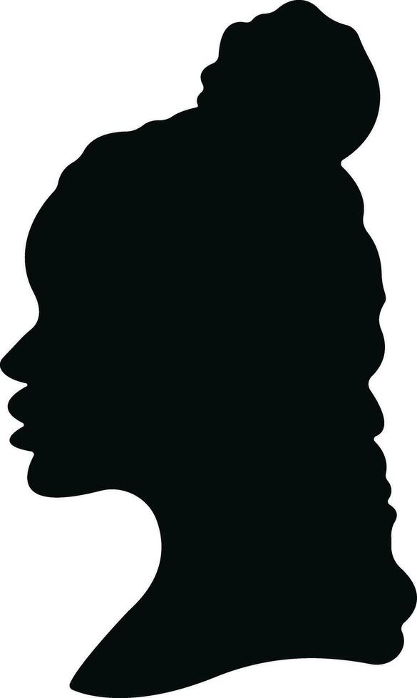 Women icon in flat. isolated on elegant silhouettes with different hairstyles. symbol of African American Beautiful female face in profile. Vector for apps and website