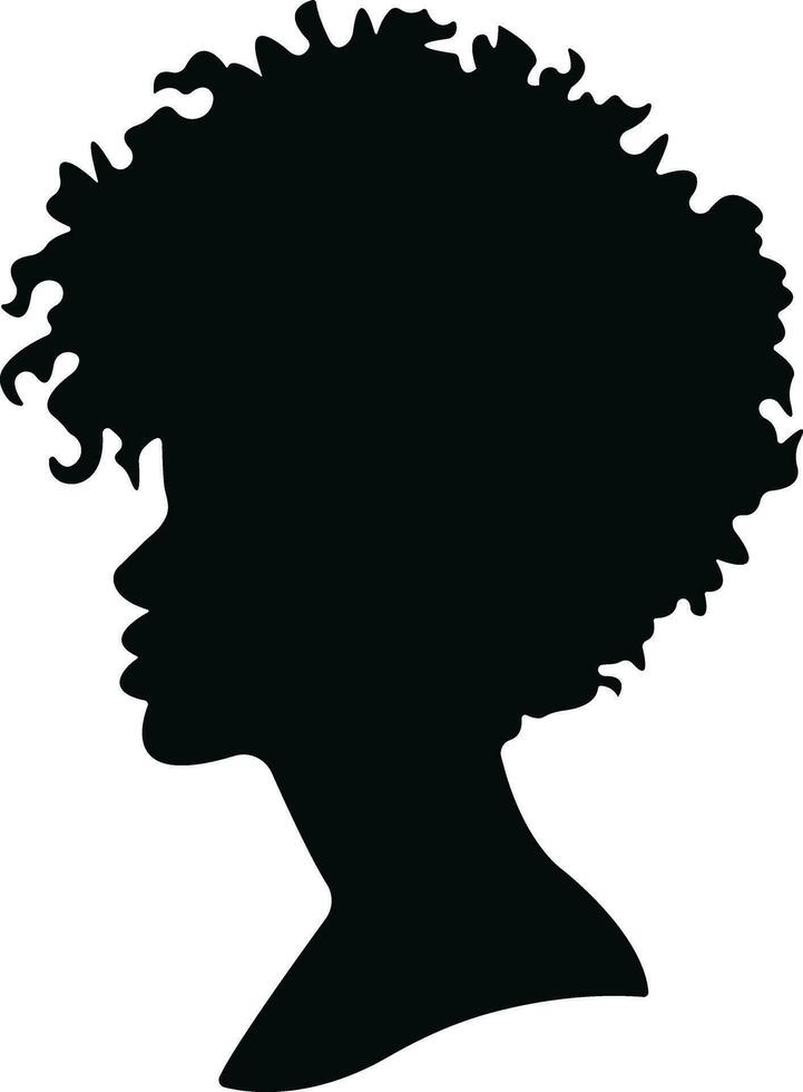 mujer icono en departamento. aislado en elegante siluetas con diferente peinados símbolo de africano americano hermosa hembra cara en perfil. vector para aplicaciones y sitio web