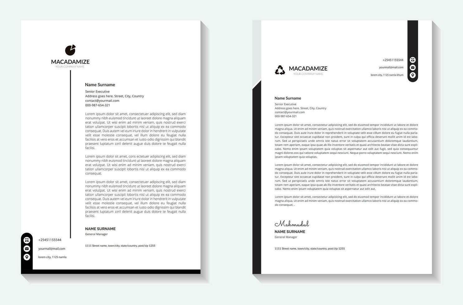 Black Creative and Clean Letterhead. Business with Corporate modern Letterhead design template. vector