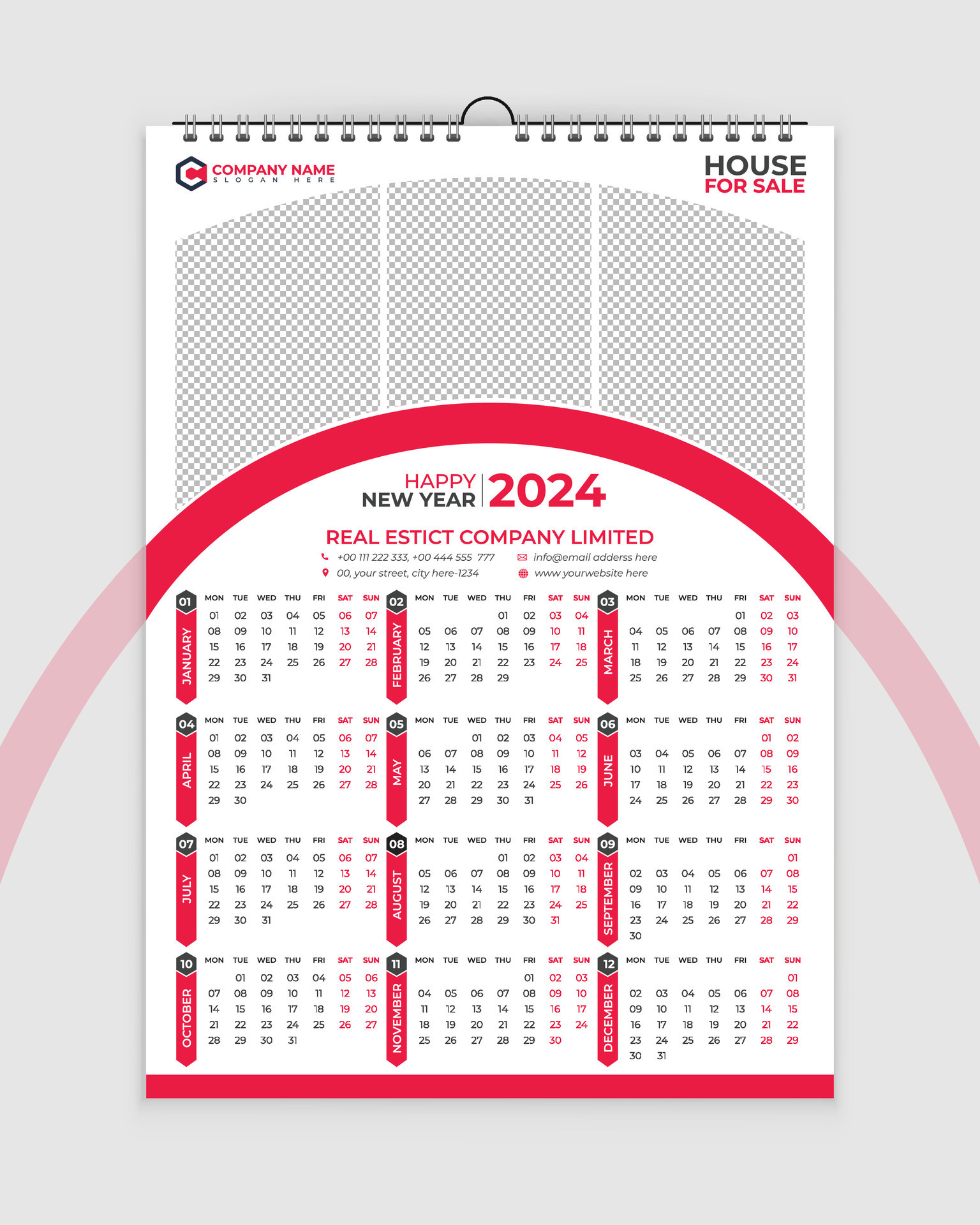 2024 Calendar. Wall calendar 2024. one page calendar design. single