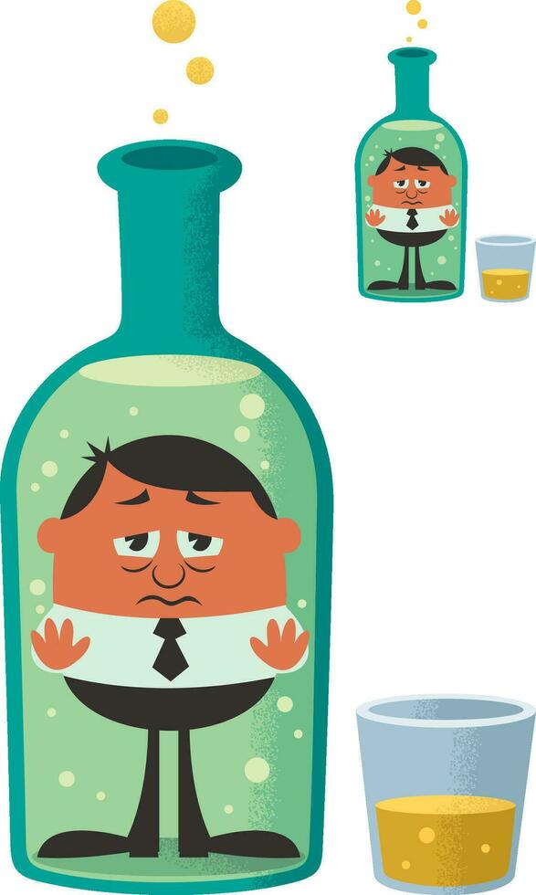 Alcoholism Cartoon Concept vector