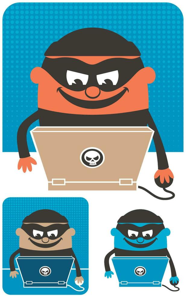 Computer Crime Cartoon Set vector