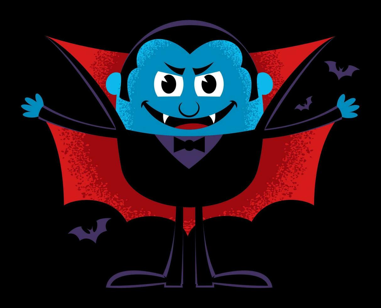 dibujos animados vampiro en negro vector