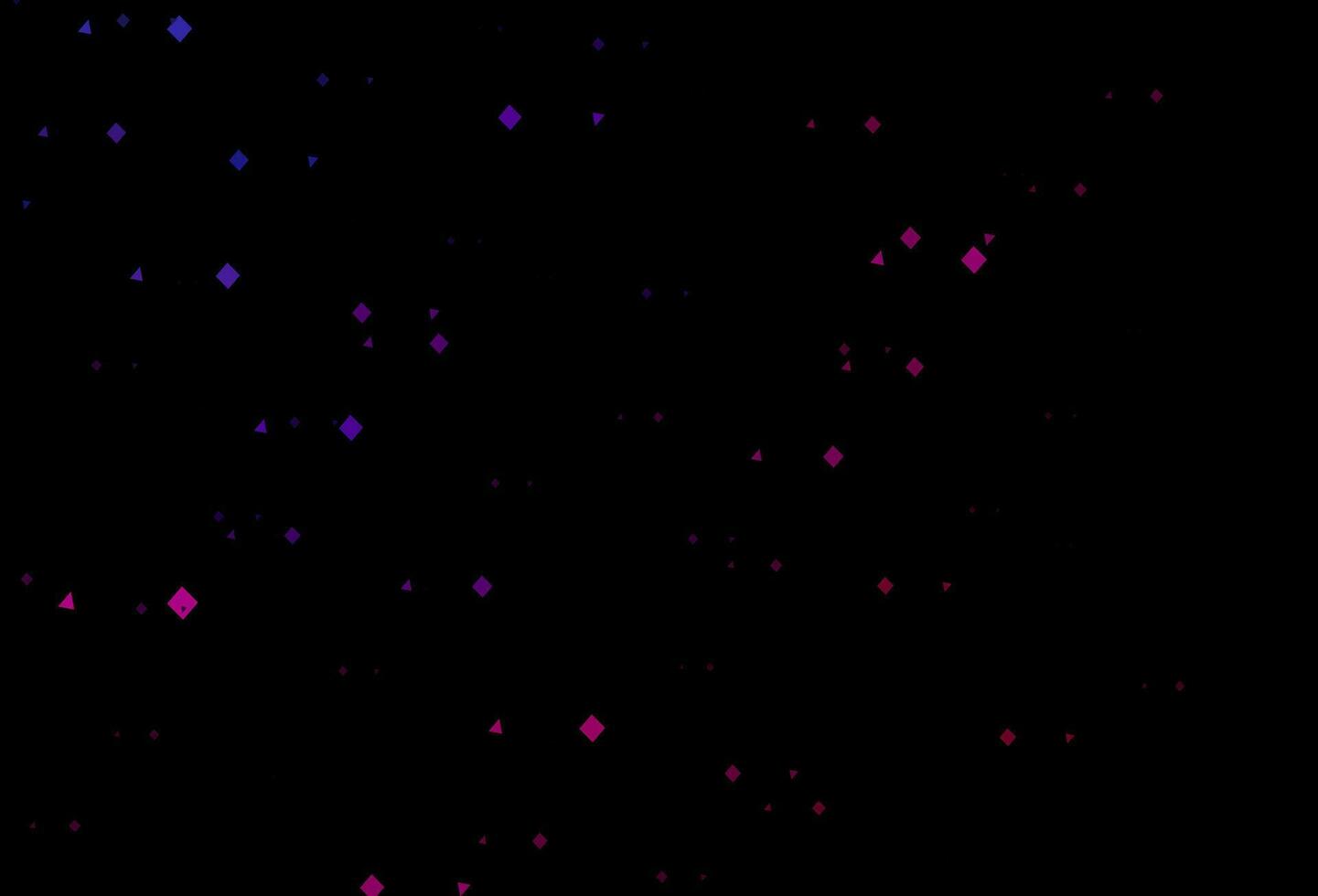 Dark purple vector background with triangles, circles, cubes.