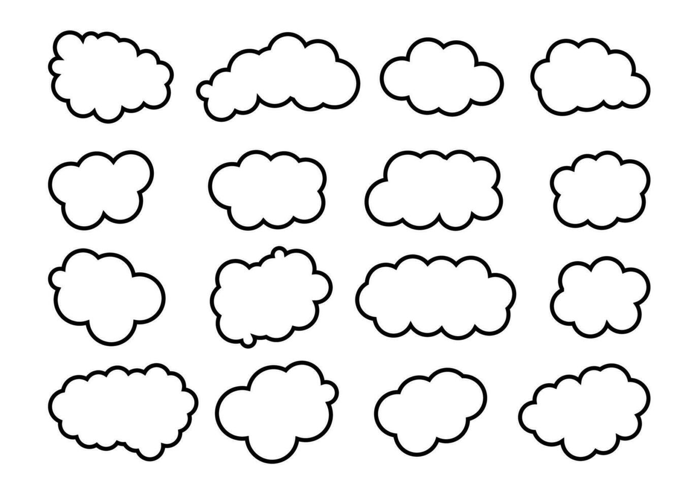 Cloud set isolated on white background. Vector illustration