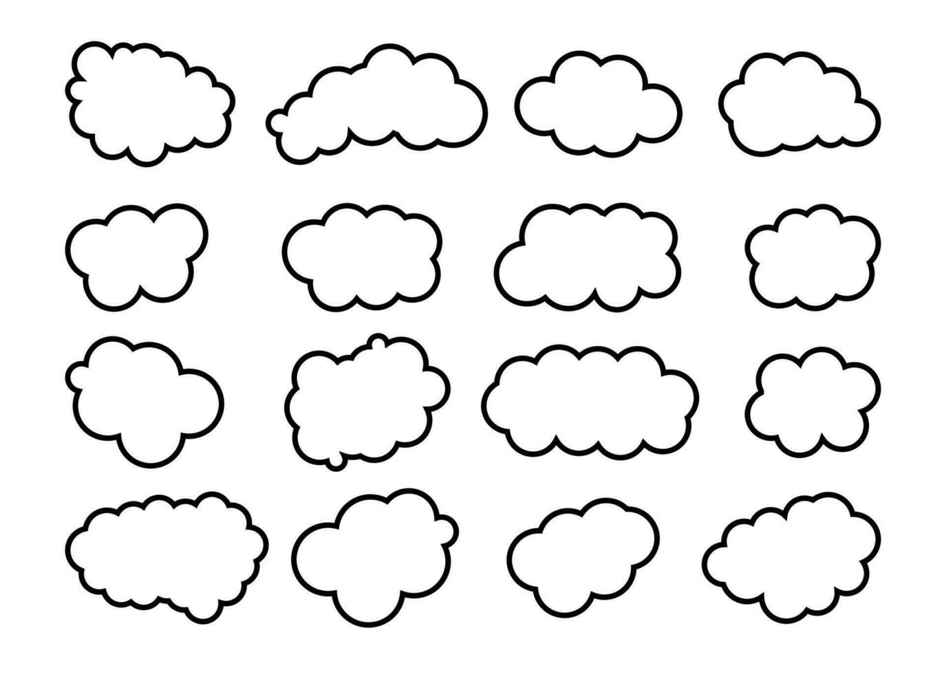 Cloud set isolated on white background. Vector illustration