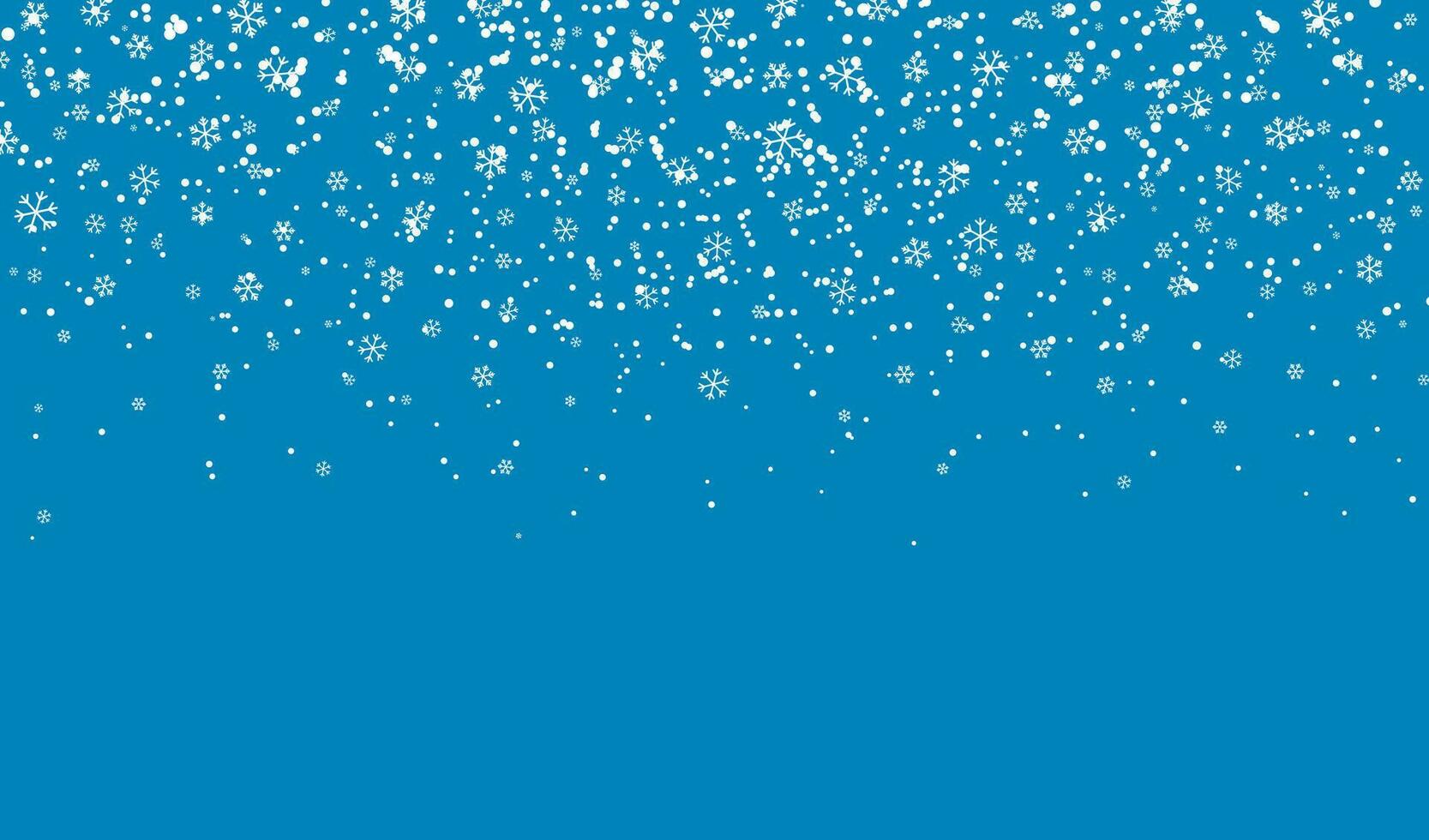 Falling snowflakes on blue background. Christmas snow. Vector illustration