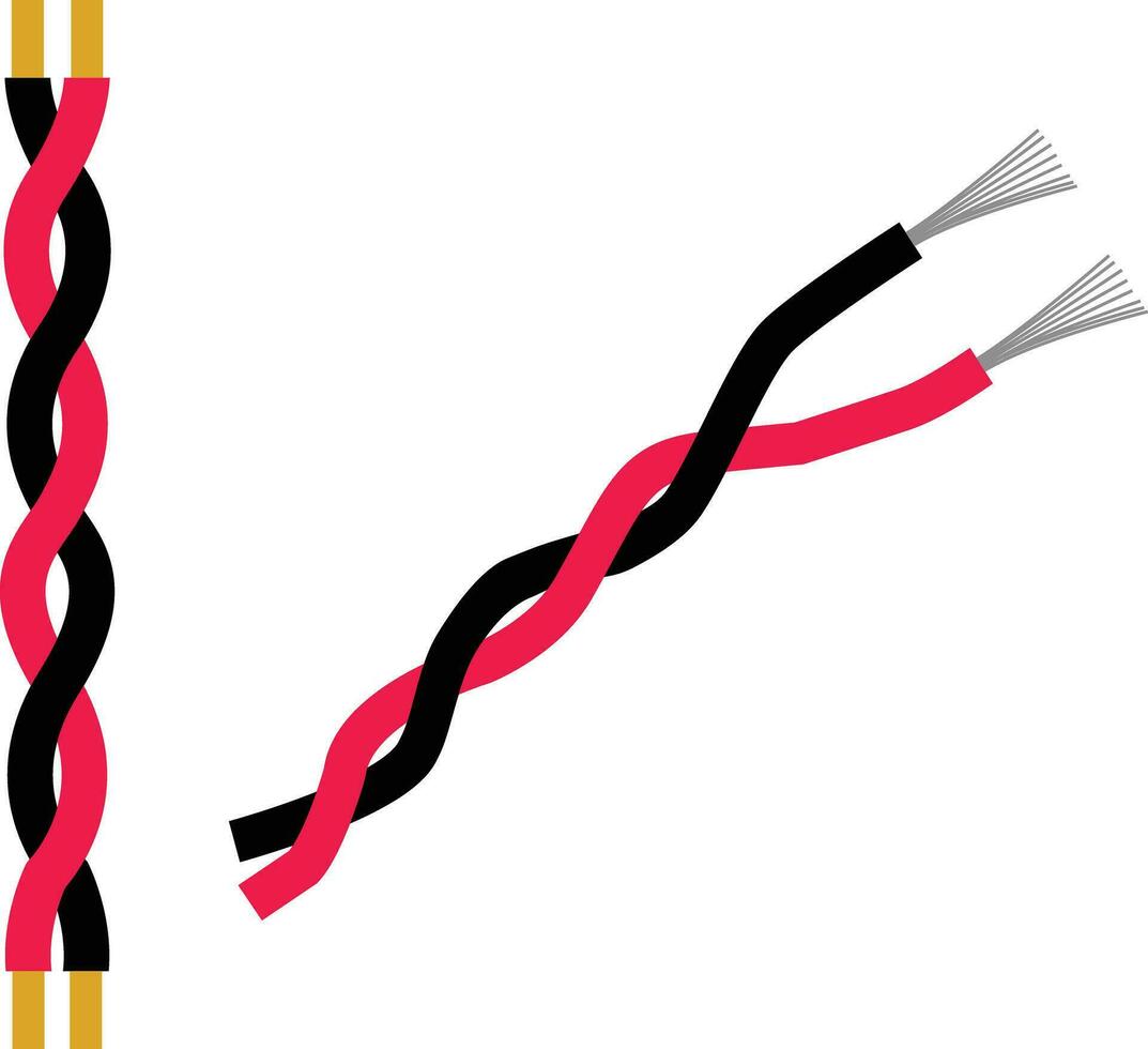 retorcido emparejado eléctrico alambres icono. retorcido par cable signo. retorcido par cable línea símbolo. plano estilo. vector
