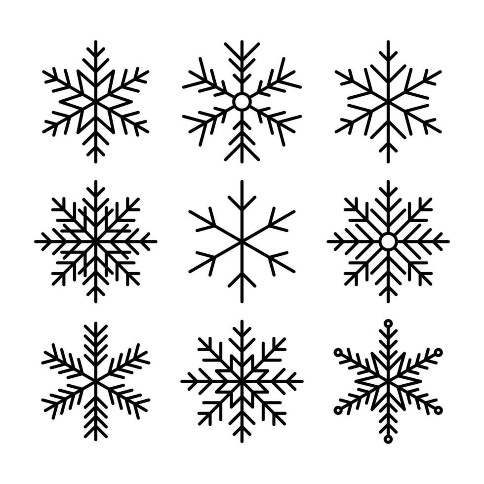 White Snowflakes On Blue Background. Vector Winter Isolated Icons. Simple  Line Style 29803056 Vector Art at Vecteezy