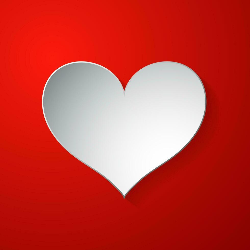 Parer white heart on red background. Heart icon. Sign of love. Vector illustration