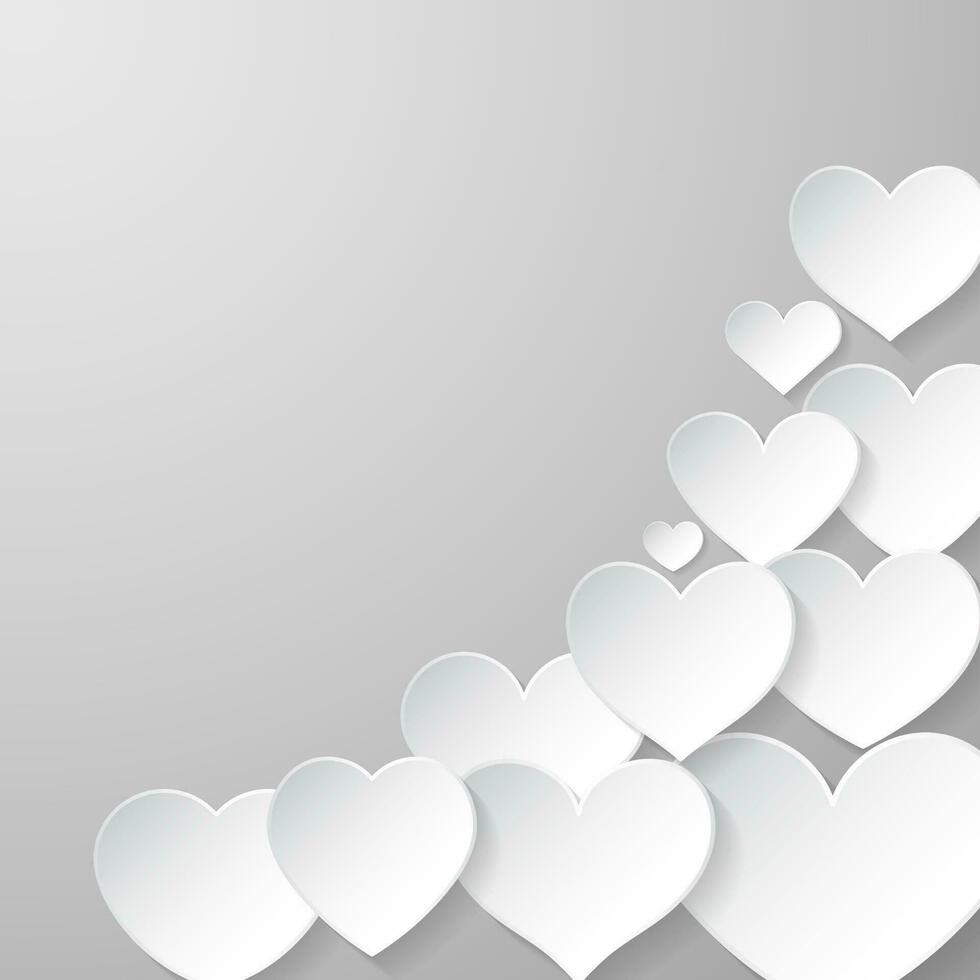 Parer white heart on gray background. Sign of love. Vector illustration