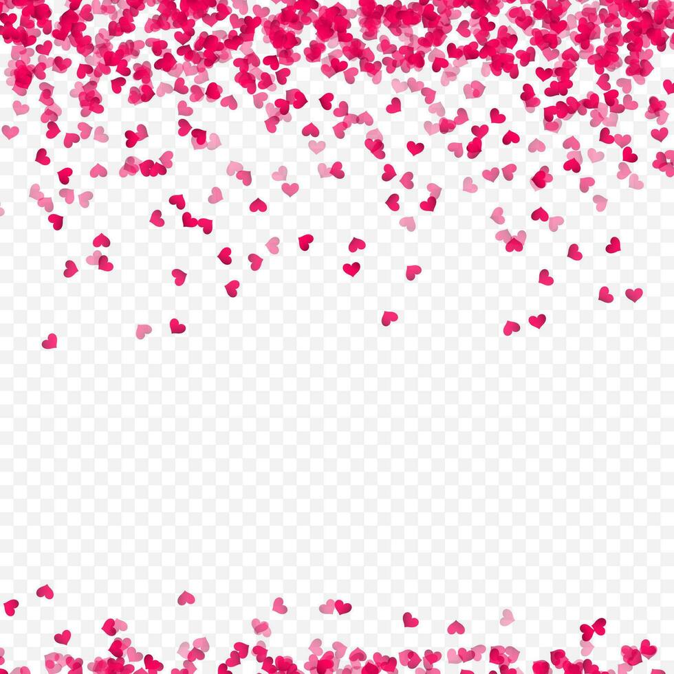 Random falling hearts confetti. Valentines day background. Vector illustration
