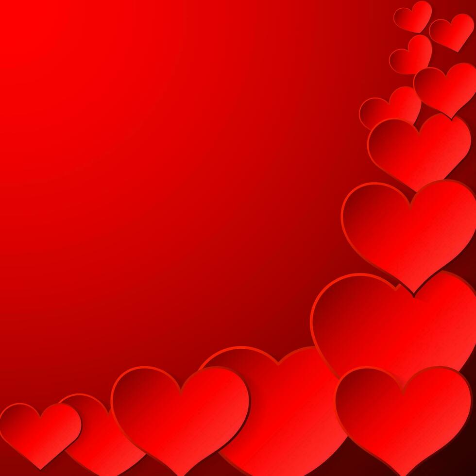 Parer red heart on red background. Sign of love. Vector illustration