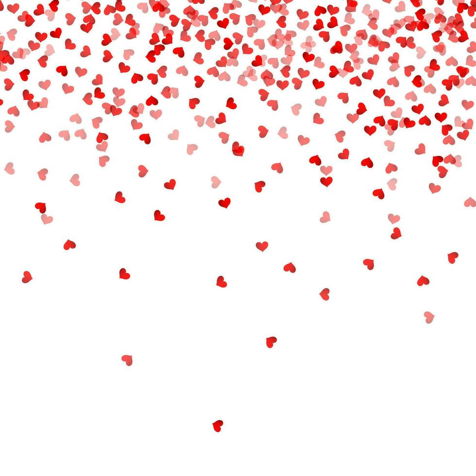 Random falling hearts confetti. Valentines day background. Vector illustration