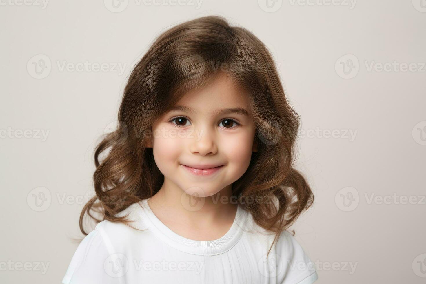 portrait of a children smiling isolated on white background. generative ai photo