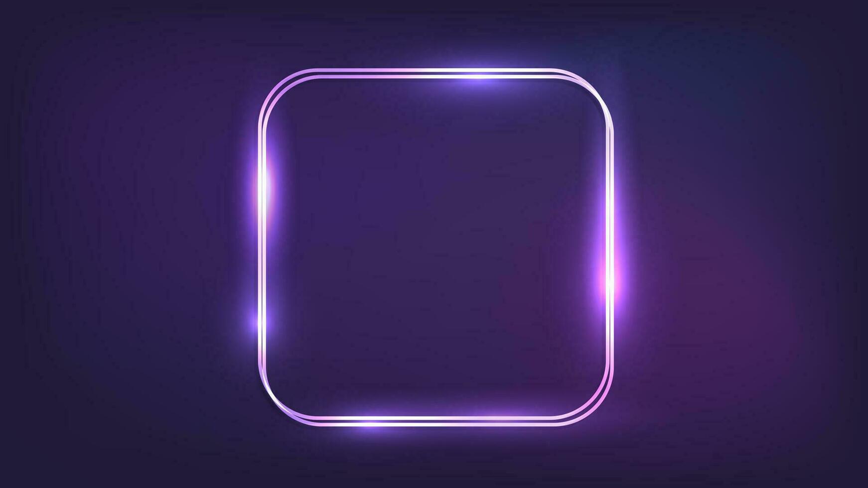 Neon double frame with shining effects vector