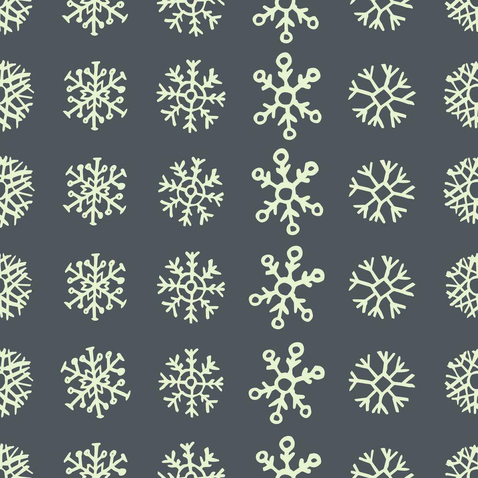 Seamless background of hand drawn snowflakes. Christmas and New Year decoration elements. Vector illustration.