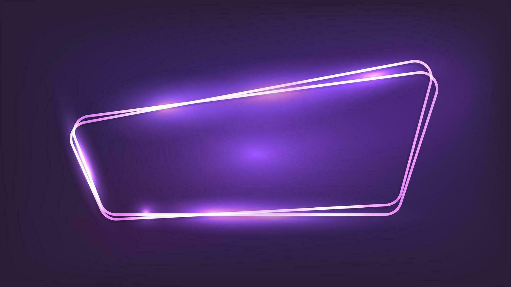 Neon double frame with shining effects vector