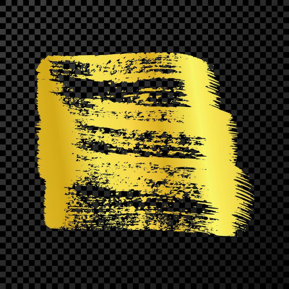 Gold grunge brush stroke. Painted ink smear. Ink spot isolated on background. Vector illustration