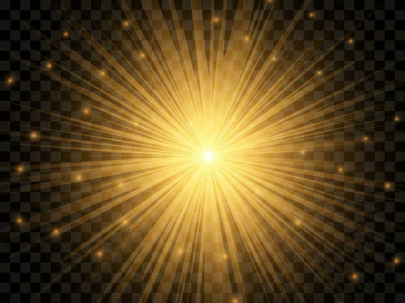 Sunlight on a background. Isolated yellow rays of light. Vector illustration