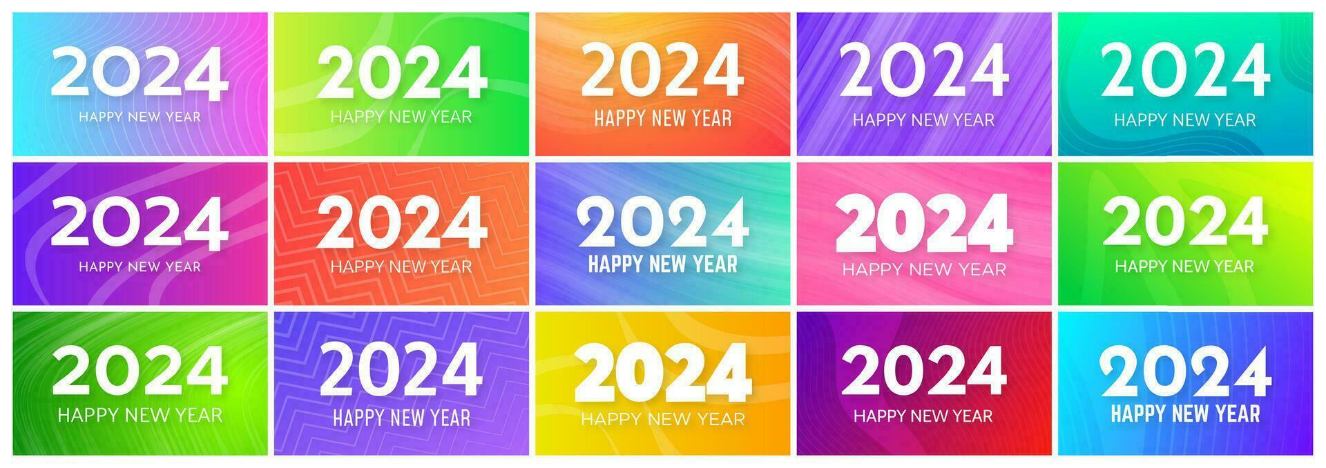 2024 Happy New Year on colorful backgrounds vector
