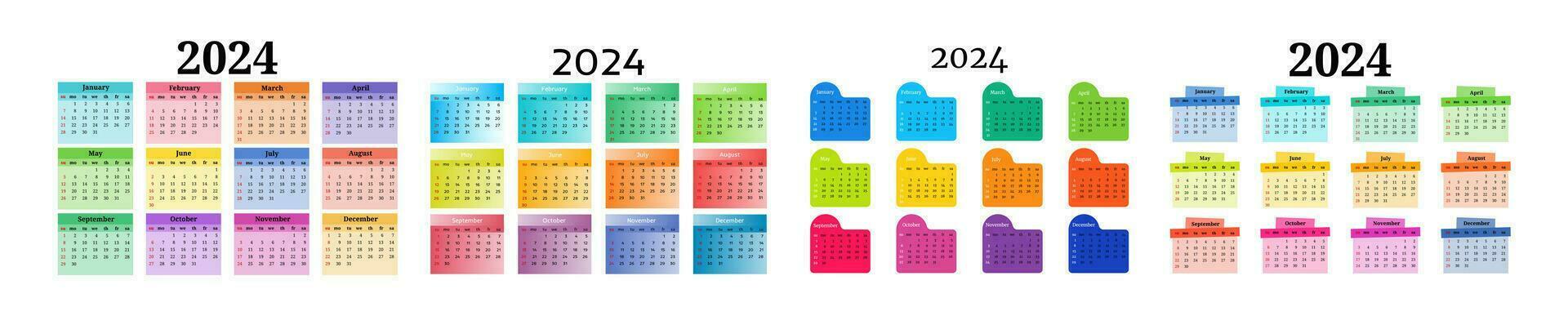 Calendar for 2024 isolated on a white background vector