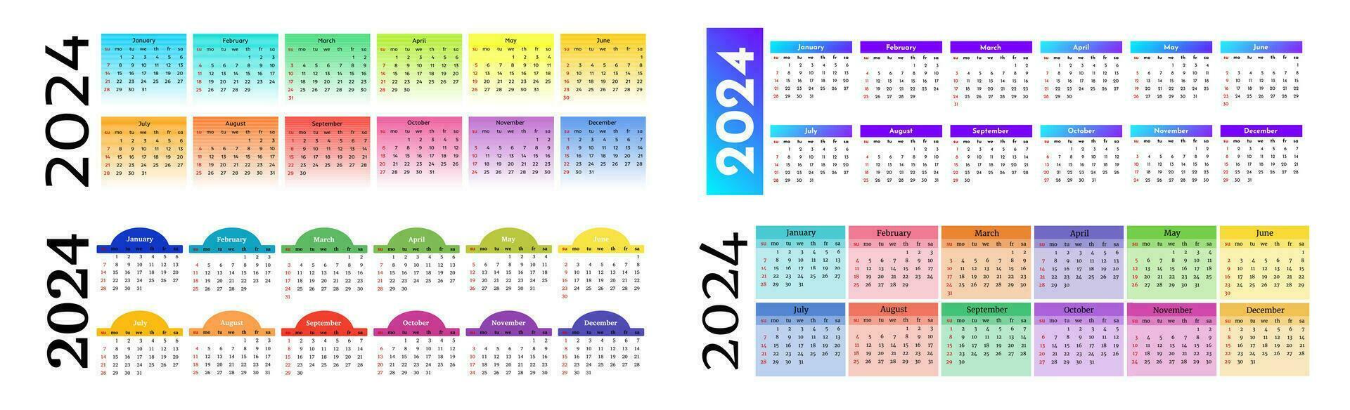 Calendar for 2024 isolated on a white background vector