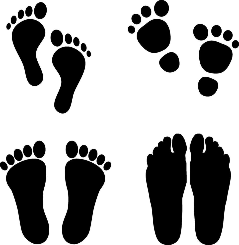 Foot Print Silhouette Vector on white background