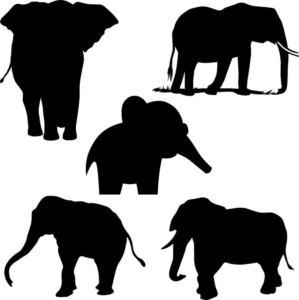 Elephants Silhouette Vector on white background