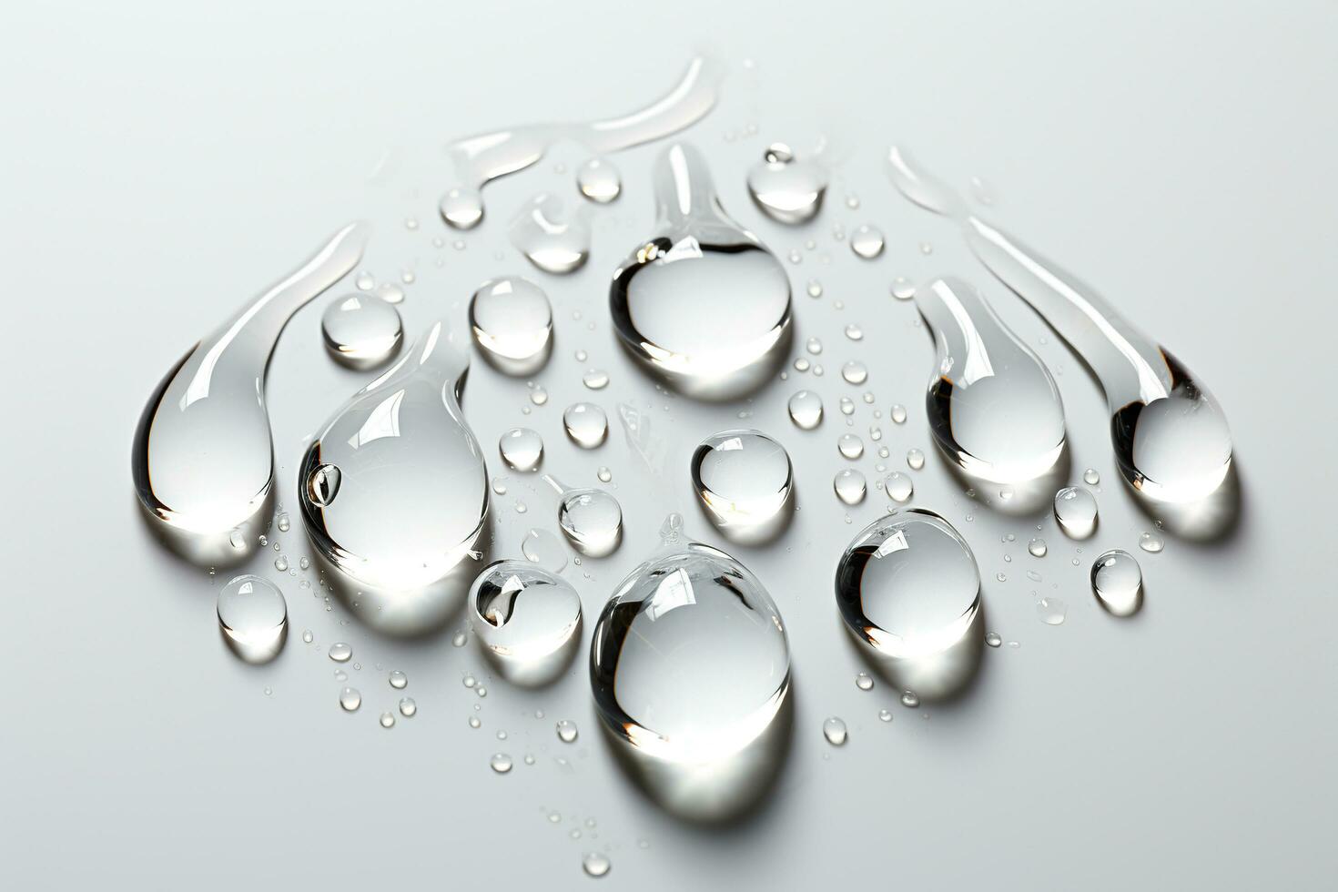 AI generated Water drops on a white surface. Generated by artificial intelligence photo